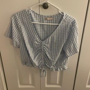 Blue and White Crop Top